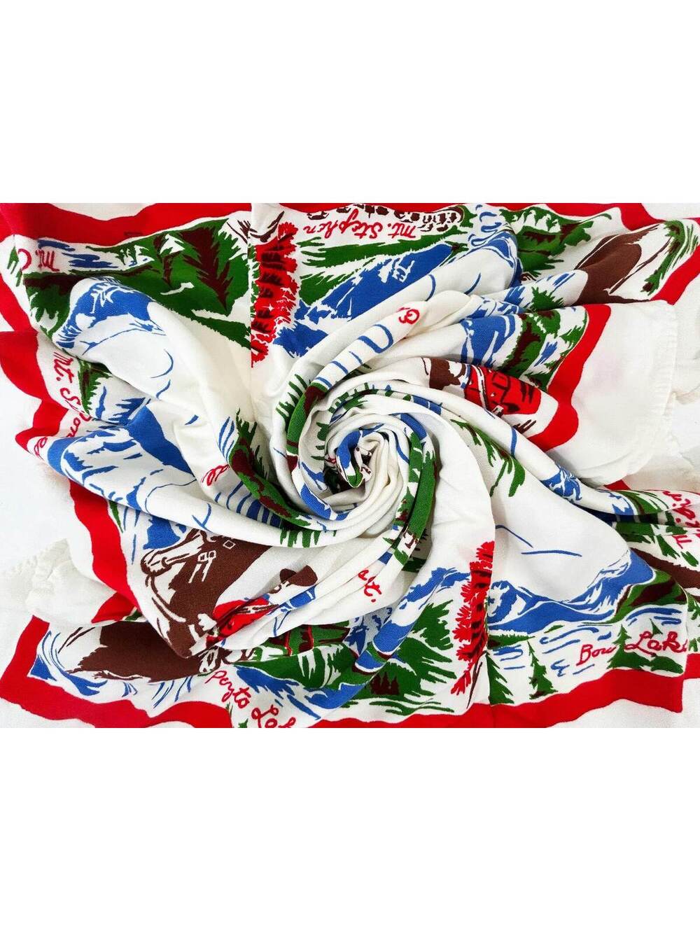 Alberta Canada Souvenir Scarf 1950s 1960s Buffalo Springs Bow Lake Louise